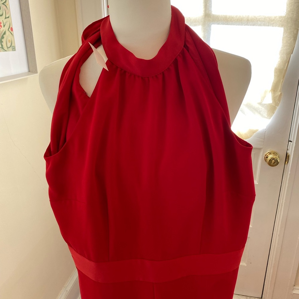 New w Tag Red Talbots High Neck Jumpsuit size 2